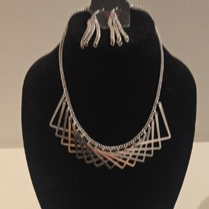 Paparazzi Silver Layered Necklace and Earring Set